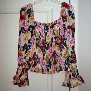 BuddyLove Long Sleeve Smocked Bright Floral Cassie Top Size Medium - EXC!